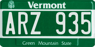 VT license plate ARZ935