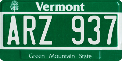VT license plate ARZ937