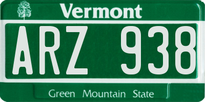 VT license plate ARZ938
