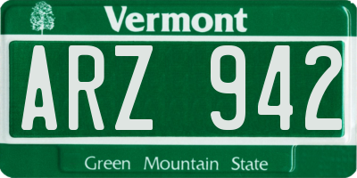 VT license plate ARZ942