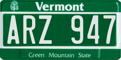 VT license plate ARZ947