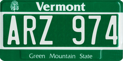 VT license plate ARZ974