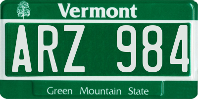 VT license plate ARZ984
