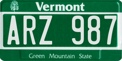 VT license plate ARZ987