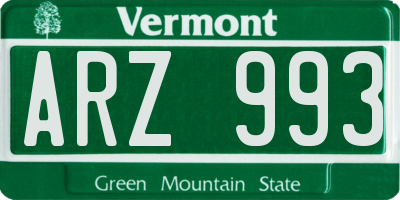 VT license plate ARZ993