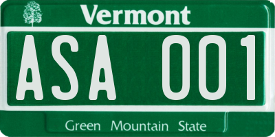 VT license plate ASA001