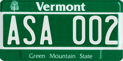 VT license plate ASA002