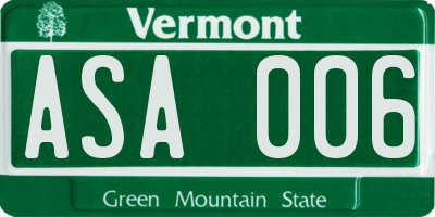 VT license plate ASA006