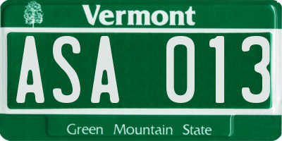 VT license plate ASA013