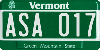 VT license plate ASA017
