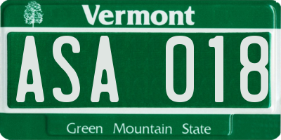 VT license plate ASA018