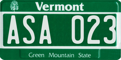 VT license plate ASA023