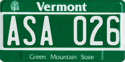 VT license plate ASA026