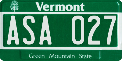 VT license plate ASA027