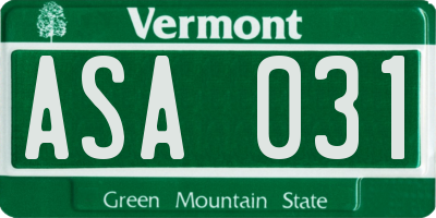 VT license plate ASA031