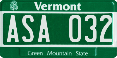 VT license plate ASA032