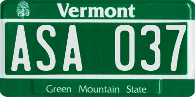VT license plate ASA037