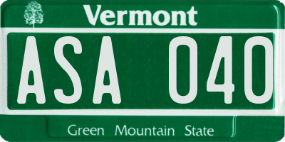VT license plate ASA040