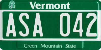 VT license plate ASA042