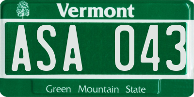 VT license plate ASA043