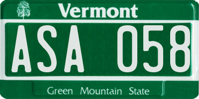 VT license plate ASA058