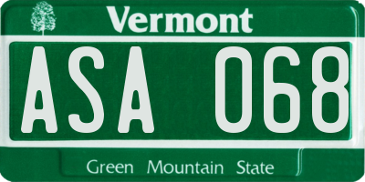 VT license plate ASA068