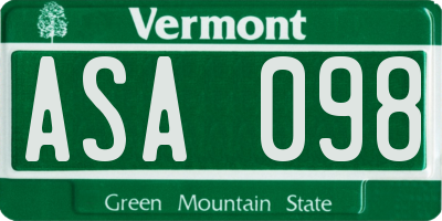 VT license plate ASA098