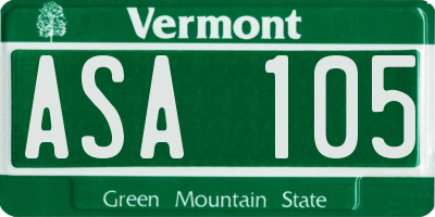 VT license plate ASA105