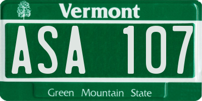 VT license plate ASA107