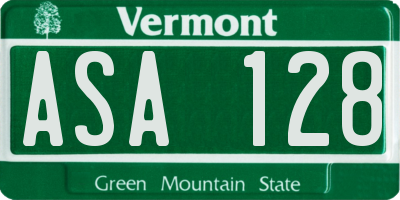 VT license plate ASA128