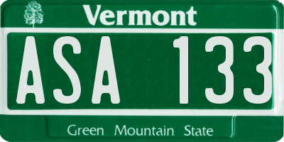 VT license plate ASA133