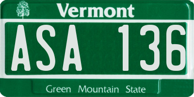 VT license plate ASA136