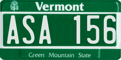 VT license plate ASA156
