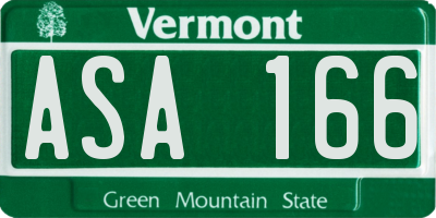 VT license plate ASA166