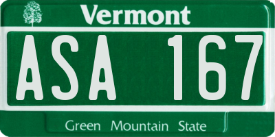VT license plate ASA167