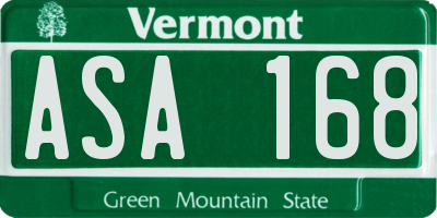 VT license plate ASA168