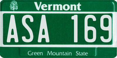 VT license plate ASA169