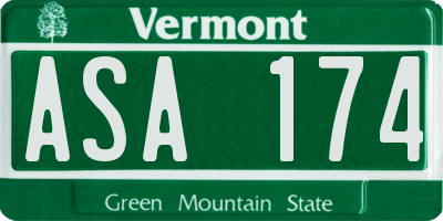 VT license plate ASA174