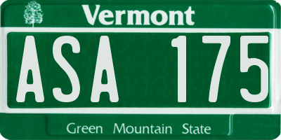 VT license plate ASA175