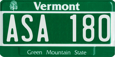 VT license plate ASA180