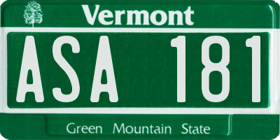 VT license plate ASA181