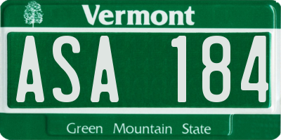 VT license plate ASA184