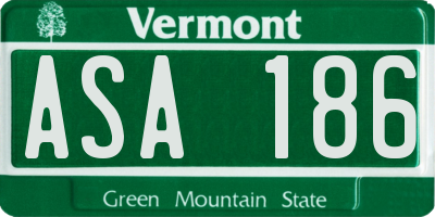 VT license plate ASA186