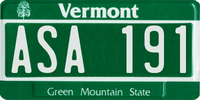 VT license plate ASA191