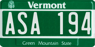 VT license plate ASA194