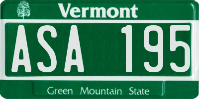VT license plate ASA195