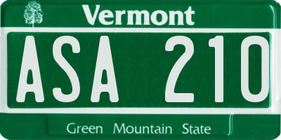VT license plate ASA210