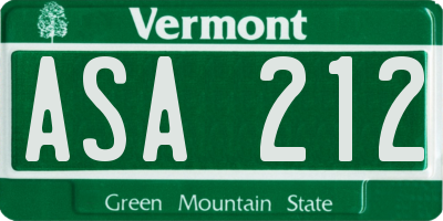 VT license plate ASA212