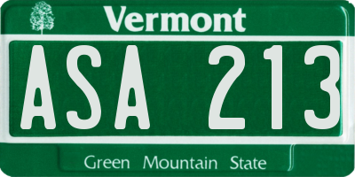 VT license plate ASA213