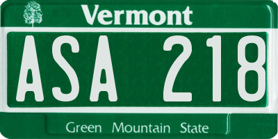 VT license plate ASA218